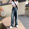 Li She # One-piece Delivery Women's Jeans Summer Fashion Trend Straight-leg high-waisted Loose slimming wide-leg pants for women Specification image